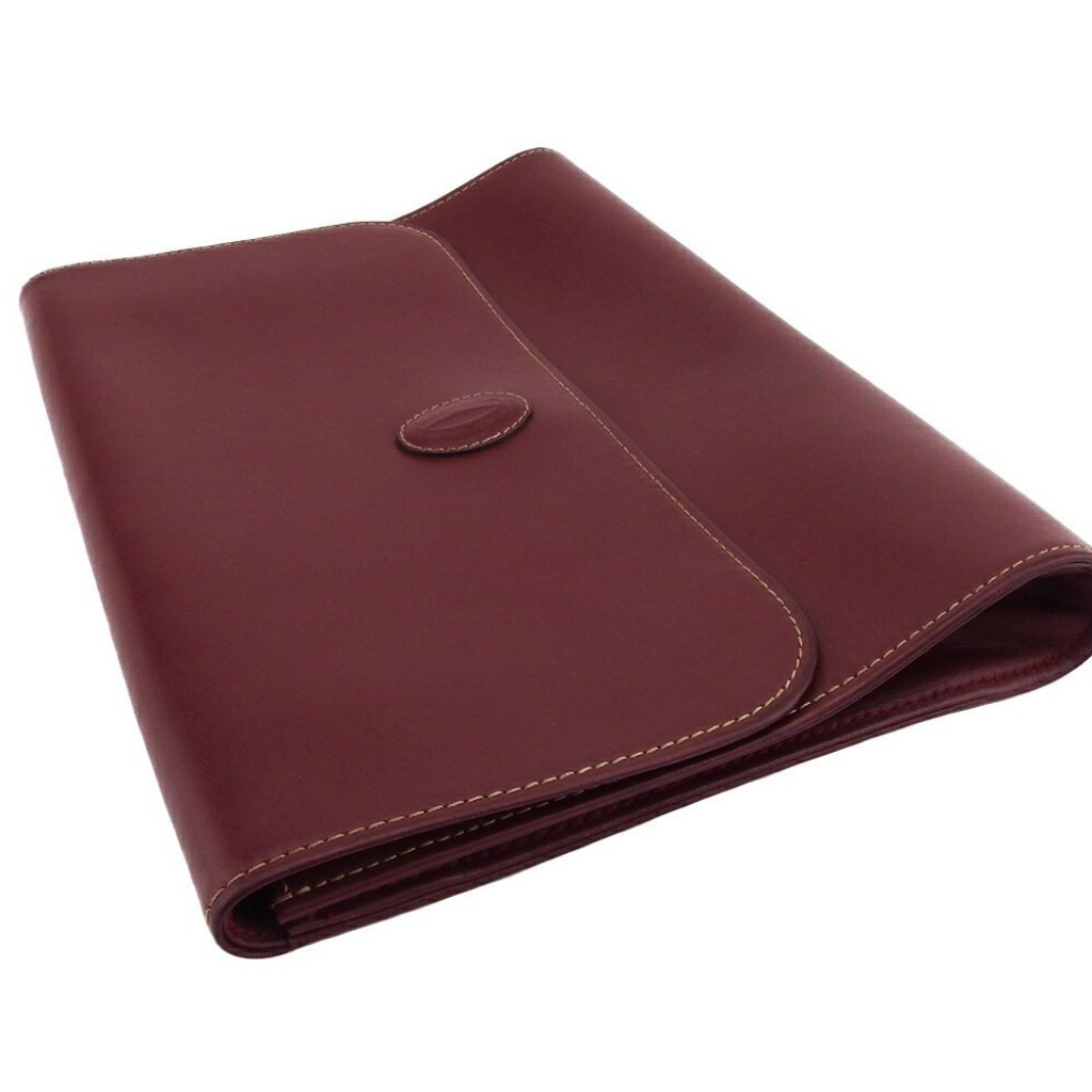 Cartier Clutch Bag Bordeaux Gold Women Authentic Secondhand